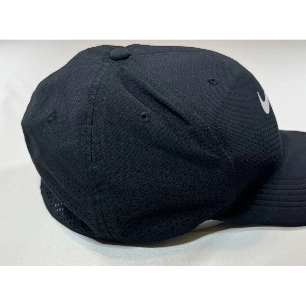 Nike Dri-FIT ADV Swoosh Flex Rise Cap Black Performance Hat Stretch Fit M/L